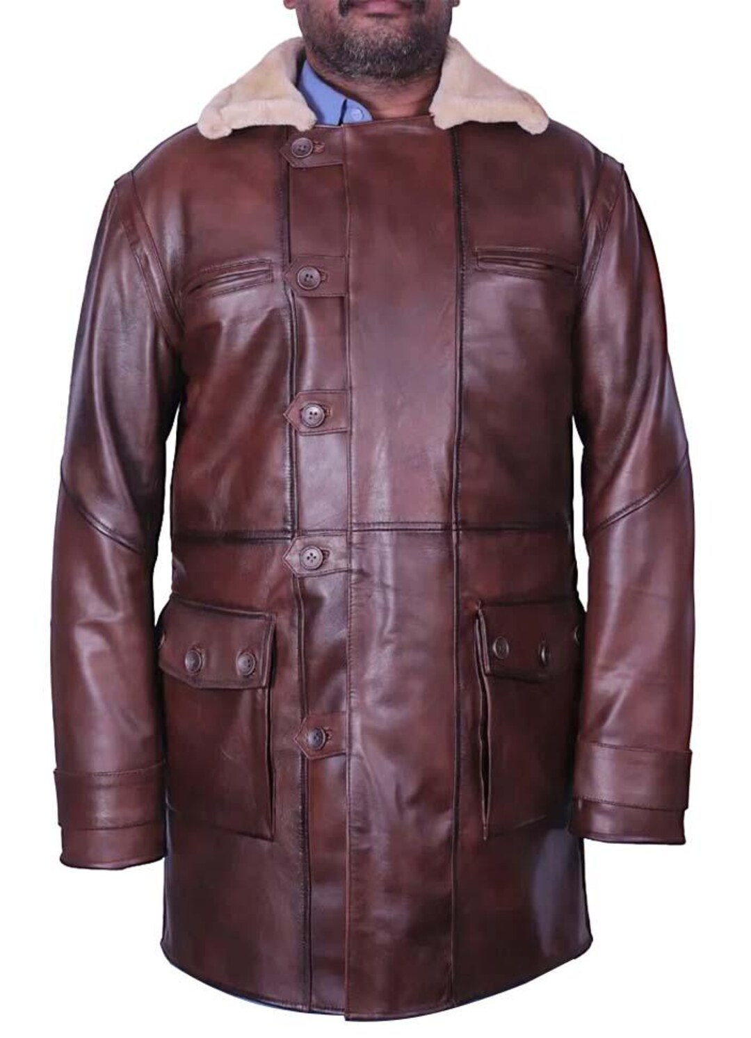 Distressed Bane Real Trench Leather Coat for Men - Etsy