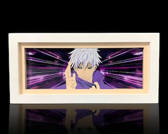 Jujutsu Kaisen Anime Lightbox Figure | JJK LED Shadow Box | Manga Neon Desk Night Light | Gaming Room Decor Gift, 3D Lamp Home Paper Cut Art