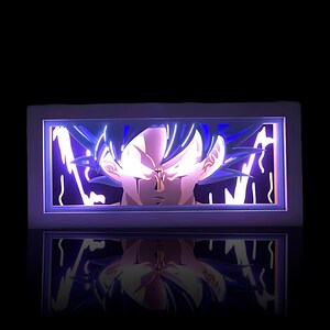 Dragon Ball LED Shadow Box / Saiyan Anime Lightbox Figura, Manga Neon Luce Notturna da Scrivania / Decorazione per Sala Giochi / Lampada 3D Carta Ritagliata Arte per la Casa