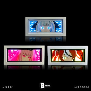RGB Hololive Paper Cut Light box - Gawr Gura Anime LED Nachtlicht | Kawaii VTuber Zimmer Dekor |  Mori Calliope Geschenkidee | Hakos Neon-Lampe
