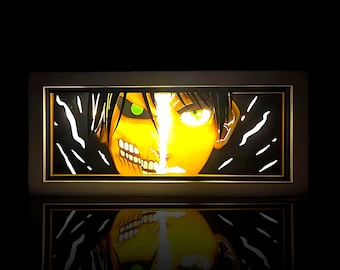 Figura de anime de Attack on Titan, caja de luz LED, luz nocturna de neón para escritorio, regalo para decoración de sala de juegos, lámpara 3D, arte de papel recortado para el hogar.