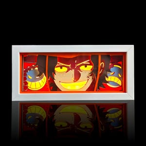 Scatola luminosa a LED di Ace One Piece / Figura luminosa anime / Luce notturna da scrivania al neon di Portgas D. / Decorazione per sala giochi / Lampada 3D per la casa, arte ritagliata su carta