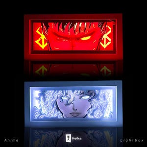 Lightbox anime Berserk Guts, scatola ombreggiatura a LED Griffith, luce notturna al neon manga, regalo per la sala giochi, lampada 3D per la casa, arte ritagliata su carta