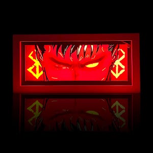 Figura Lightbox Anime Guts Berserk / Scatola Ombra LED / Luce Notturna da Scrivania al Neon Manga Oscuro / Decorazione per Sala Giochi, Regalo, Lampada 3D per Casa, Arte Ritagliata su Carta