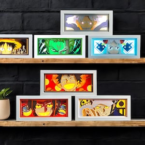 Scatola luminosa a LED One Piece / Scatola luminosa anime / Luce notturna da scrivania al neon Luffy Manga / Decorazione per sala giochi / Lampada 3D per la casa, arte ritagliata su carta