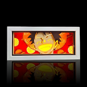 Scatola luminosa a LED di Luffy One Piece / Scatola luminosa Monkey D. / Luce notturna da scrivania al neon anime / Decorazione per sala giochi / Lampada 3D per la casa, arte ritagliata su carta