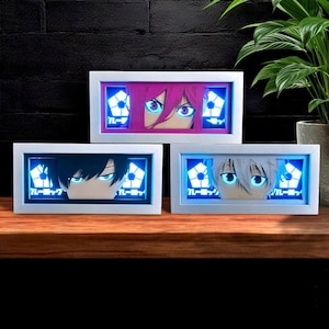 Scatola luminosa a LED con lucchetto blu / Scatola delle ombre con figura anime Isagi, Manga Neon, Luce notturna da scrivania / Decorazione per sala giochi / Lampada 3D per la casa, Carta ritagliata artistica