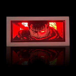 Berserk GUTS LED Shadow Box, Lightbox Anime con statuetta, Luce notturna da scrivania al neon Eclipse Manga, Decorazione regalo per sala giochi, Lampada 3D per la casa, Arte ritagliata su carta
