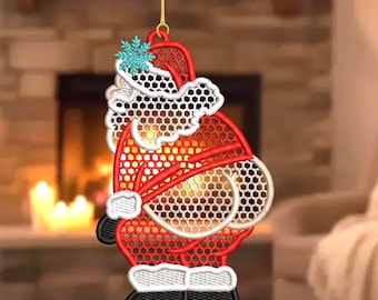 FSL kerstmanornament, borduursel vrolijk kerstfeest (digitale download)