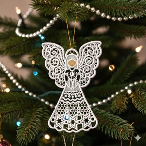 FSL Angel Christmas Ornament embroidery  Lace Machine Embroidery Designs Instant 3 size Download