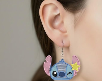 Pendientes de estrella con puntada FSL, diseños bordados, descarga instantánea en 3 tamaños