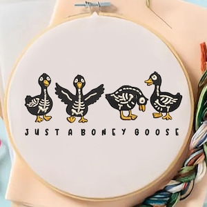 Just A Boney Goose Embroidery Design, Funny Goose Embroidery Design, Halloween Goose Machine Embroidery, 6 sizes Embroidery instant download