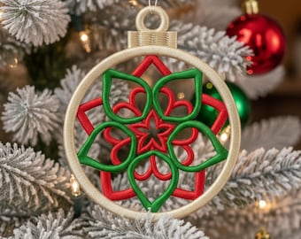 FSL Freestanding Lace Christmas Ornament Embroidery Design (Digital Download) 3size