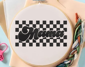Fichier de motif de broderie maman, lettres arquées (téléchargement instantané)