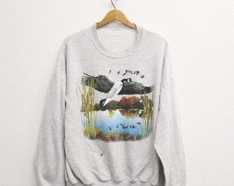 Vintage Flying Geese Nature Sweatshirt XL