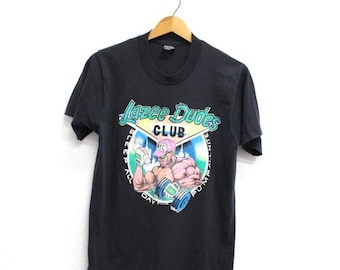 Vintage Lazee Dudes Club Weight Lifting T Shirt Medium