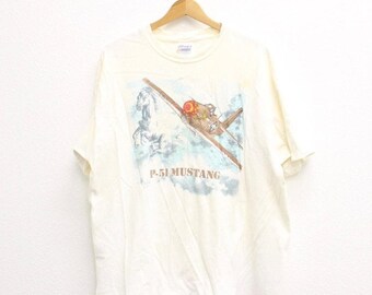 Vintage P-51 Mustang Fighter Jet T Shirt XL