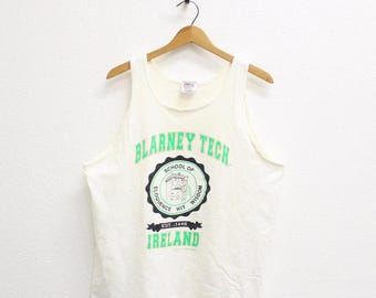 Camiseta sin mangas vintage de Blarney Tech Ireland, talla XL.