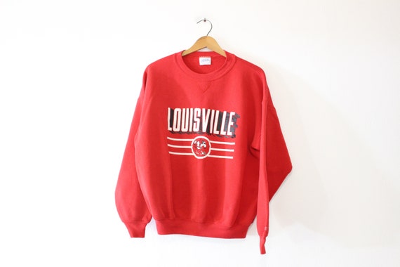 CustomCat Louisville Cardinals Vintage NCAA Basketball Crewneck Sweatshirt White / L