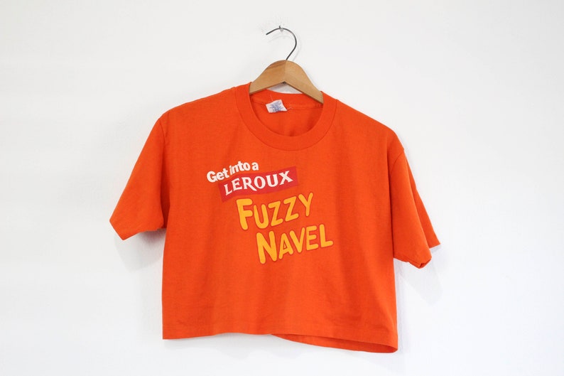 Vintage Leroux Fuzzy Navel Crop Top T Shirt