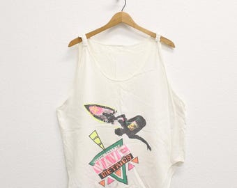 Vintage Ocean Pacific Wave Metrics Surfer Tank Top Large