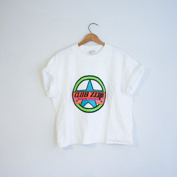Vintage Ocean Pacific OP Club Zero Crop Top T Shirt
