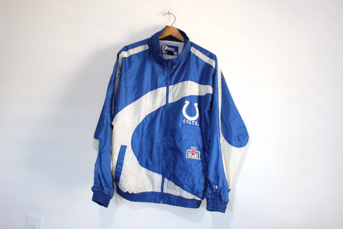 Vintage Indianapolis Colts Football Zip up Windbreaker Coat Etsy