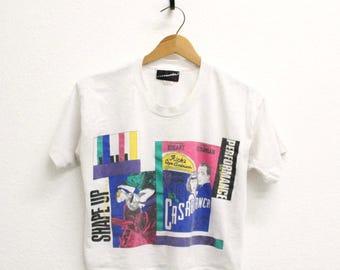 Vintage Casablanca Movie Fan Crop Top T Shirt Small