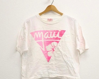 Vintage Maui Hawaii Crop Top T Shirt Large