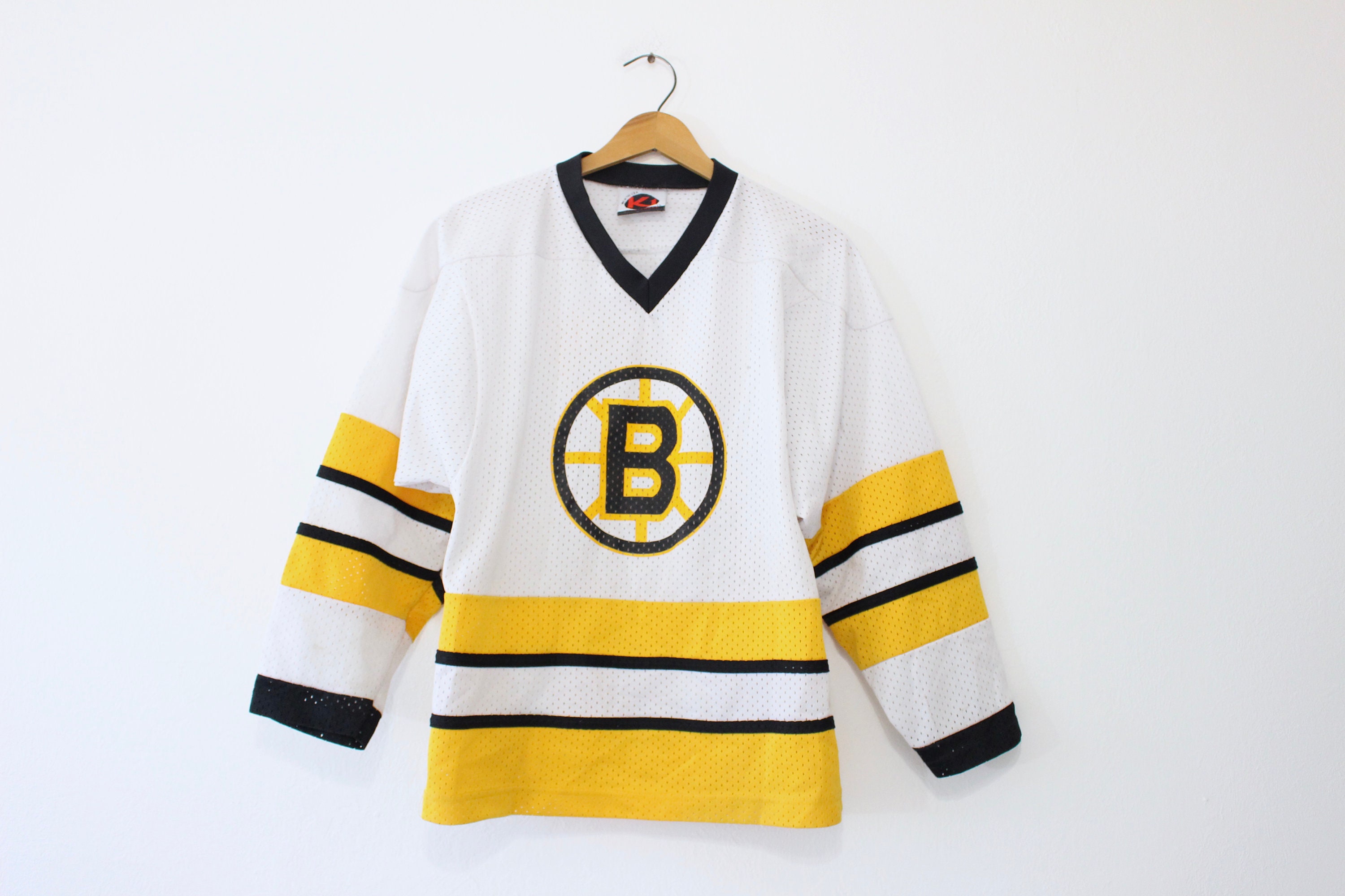 VTG Boston Bruins Hockey Sweatshirt Black Neon Size Large Crew Neck NHL