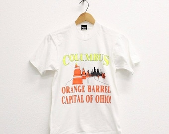 Vintage Columbus Ohio Orange Barrel Capital T Shirt Small
