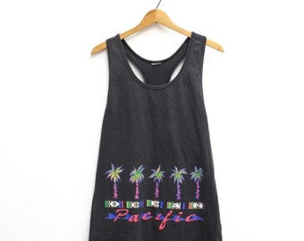 Vintage Ocean Pacific Palm Trees Tank Top T Shirt Large
