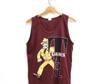 Vintage Texas A&M Aggies Football-Tanktop aus den 80er Jahren, bordeauxrotes NCAA-College-Shirt, Größe M