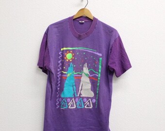 Camiseta vintage de lobos aulladores, talla grande