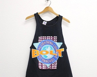 Vintage Lightning Bolt World Team Tank T Shirt Large