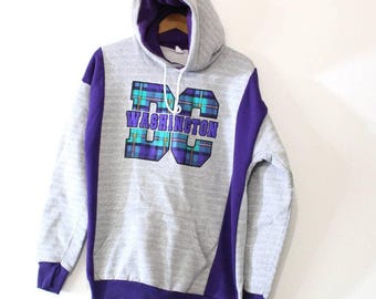 Vintage 90s Washington DC Hooded Sweatshirt, Gray Travel Souvenir Hoodie, Size XL