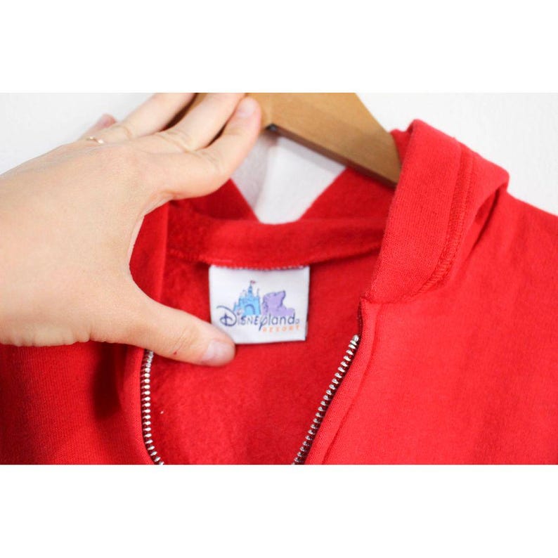 Vintage Kids Disneyland Minnie Mouse Zip Up Hoodie Sweatshirt Large immagine 4