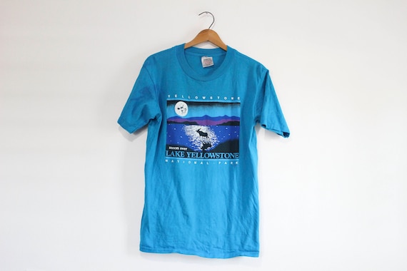 Vintage Moon Over Lake Yellowstone National Park T