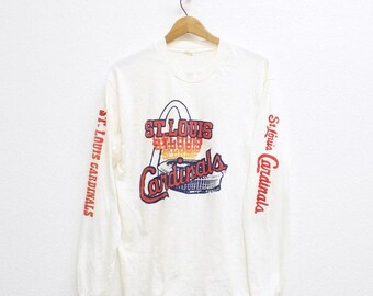 Vintage St. Louis Cardinals Baseball-Langarmshirt aus den 80er Jahren, weißes MLB-Shirt, Größe XL