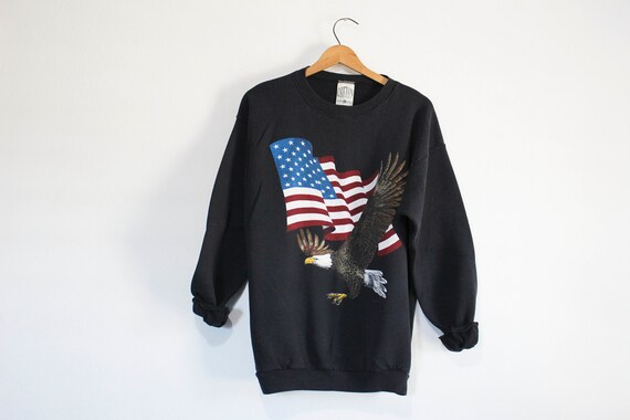 Vintage Black Bald Eagle United States Flag Sweats