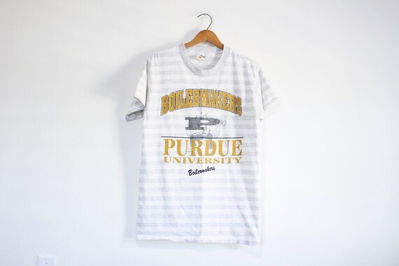 Vintage Striped Purdue University Boilermakers T S