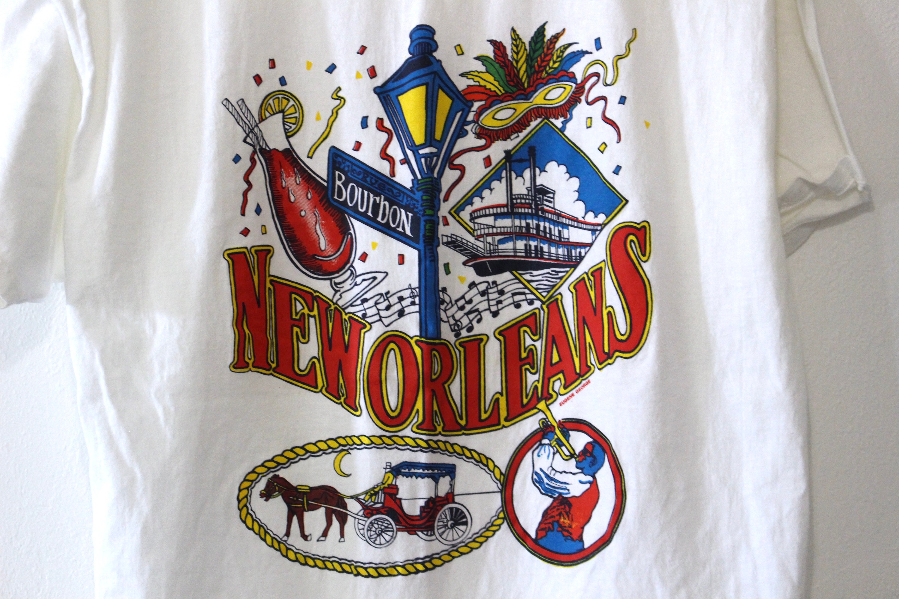 Vintage New Orleans Nola Louisiana Bourbon Street Jazz T Shirt XL