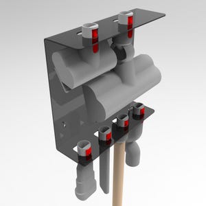 Dyson Vacuum Accessory Mount- Useful dyson vacuum organiser 3D model and dxf for laser cut with tecnical drawings