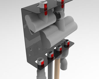 Dyson Vacuum Accessory Mount- Useful dyson vacuum organiser 3D model and dxf for laser cut with tecnical drawings