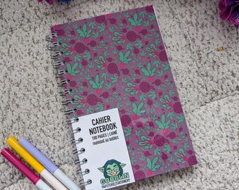 Cuaderno espiral de tapa dura A5 con diseño de remolachas de otoño, 100 páginas, diario, agenda.