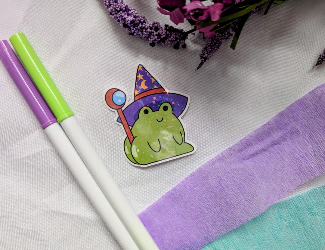 Wizard Frog Sticker | Holographic Funny Vinyl Die Cut - Etsy