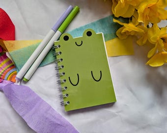 Mini cuaderno Butt Frog, cuaderno de bocetos en blanco hecho a mano, agenda, para anotar ideas, álbum de recortes