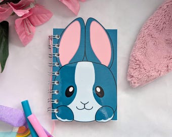 Minicuaderno de conejito de Pascua, cuaderno de bocetos en blanco hecho a mano, planificador, ideas para anotar, álbum de recortes