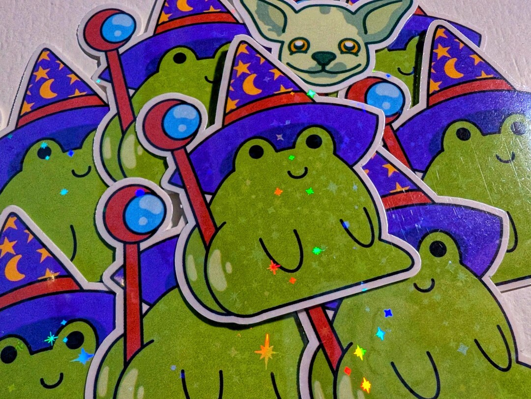 Wizard Butt Frog Sticker | Holographic Glossy Die Cut | Waterproof ...