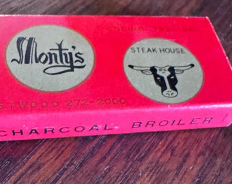 Vintage Monty's Steak House Restaurant Pasadena Encino CA Matchbook Matches